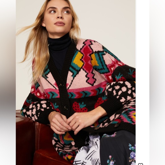 NWT FARM Rio Crazy Mix Long Knit Cardigan Size M - Picture 13 of 17